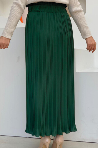 1143 Pleated Plain Skirt Emerald - 4