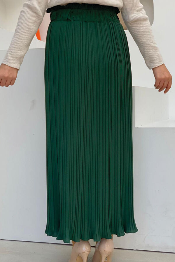 1143 Pleated Plain Skirt Emerald - 4