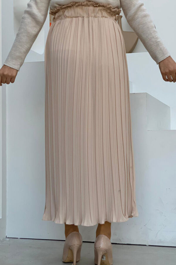 1143 Pleated Plain Skirt Stone - 4