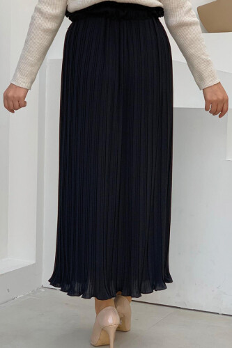 1143 Pleated Straight Skirt Black - 4