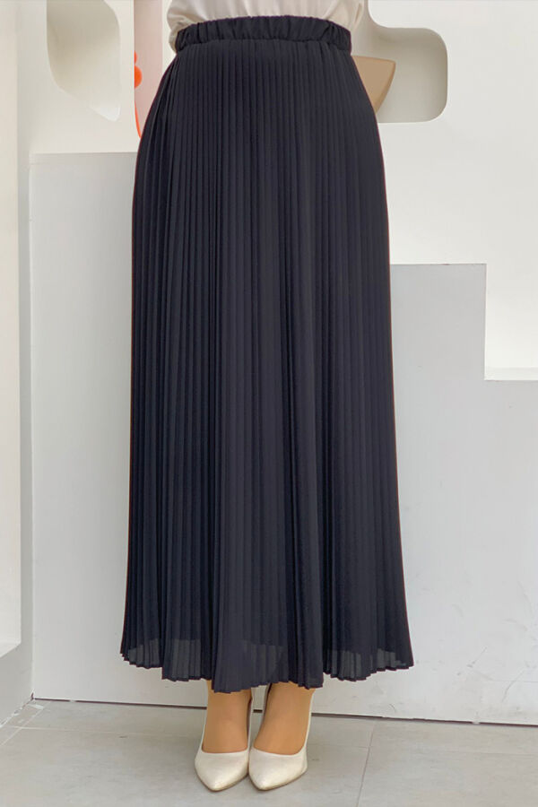 Faltengefütterter Chiffonrock mit elastischer Taille 1152 Schwarz - 2