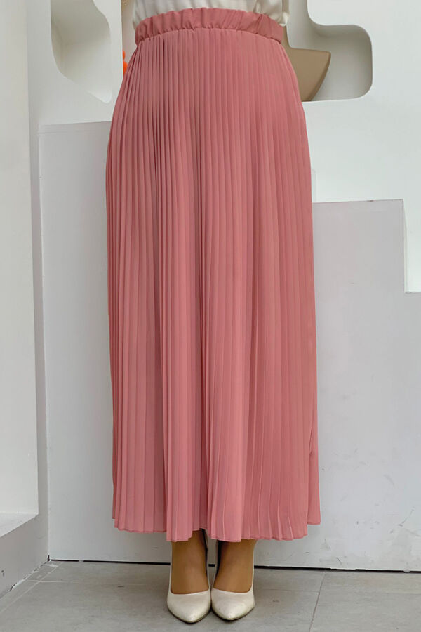 Faltengefütterter Chiffonrock mit elastischer Taille 1152 Puder - 2