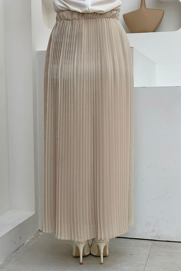 Faltengefütterter Chiffonrock mit elastischem Bund 1152 Stone - 4