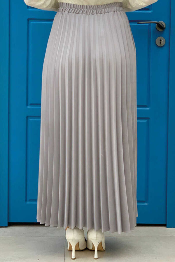 Elastic Waist Pleated Skirt 1178 Gray - 2