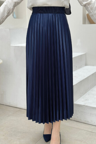 Beli Lastikli Piliseli Etek 1193 Lacivert - bym fashion