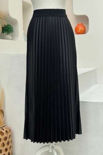 Beli Lastikli Piliseli Etek 1193 Siyah - bym fashion