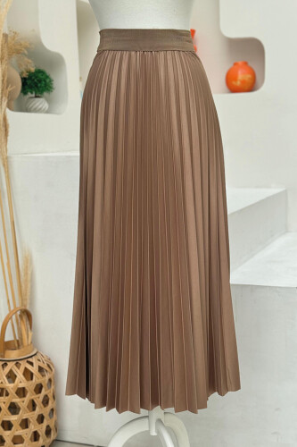 Beli Lastikli Piliseli Etek 1193 Vizon - bym fashion