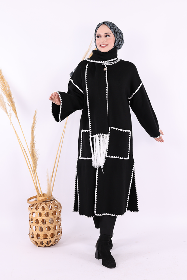 Triko Atkılı Hırka 12156 Siyah - 1