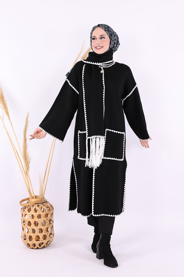 Triko Atkılı Hırka 12156 Siyah - 2