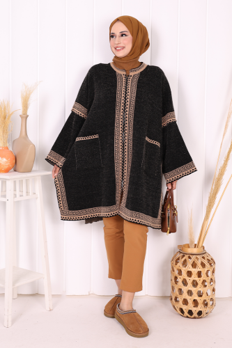 12608 Triko Panço Siyah - Bym Fashion