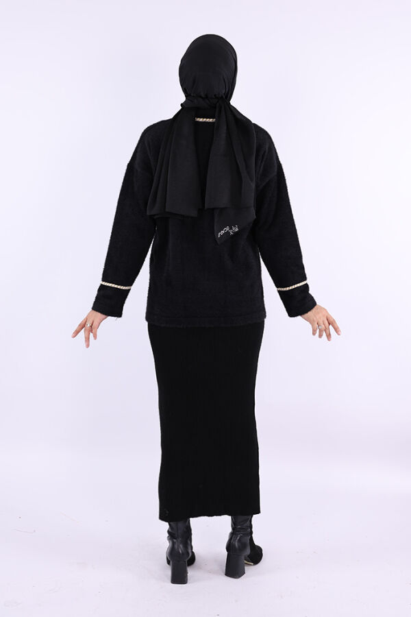 İnci Detay Sakallı Hırka 12620 Siyah - 3