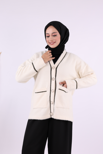 İnci Detay Sakallı Hırka 12620 Taş - 4