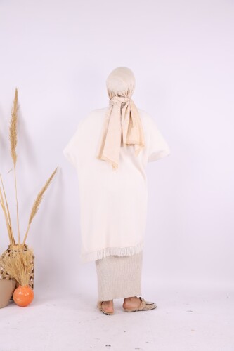 Şal Bağlamalı Triko Panço 12630 Taş - 4