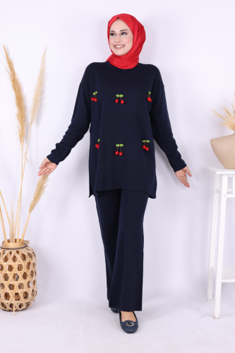 Kiraz Detaylı Takım 1600 Lacivert - Bym Fashion