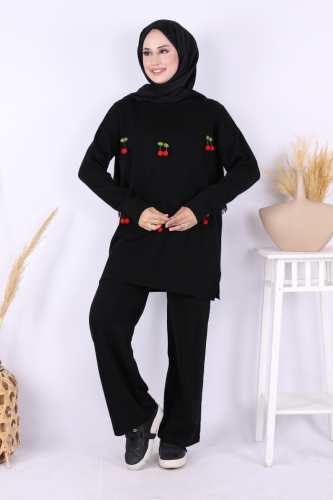 Kiraz Detaylı Takım 1600 Siyah - Bym Fashion