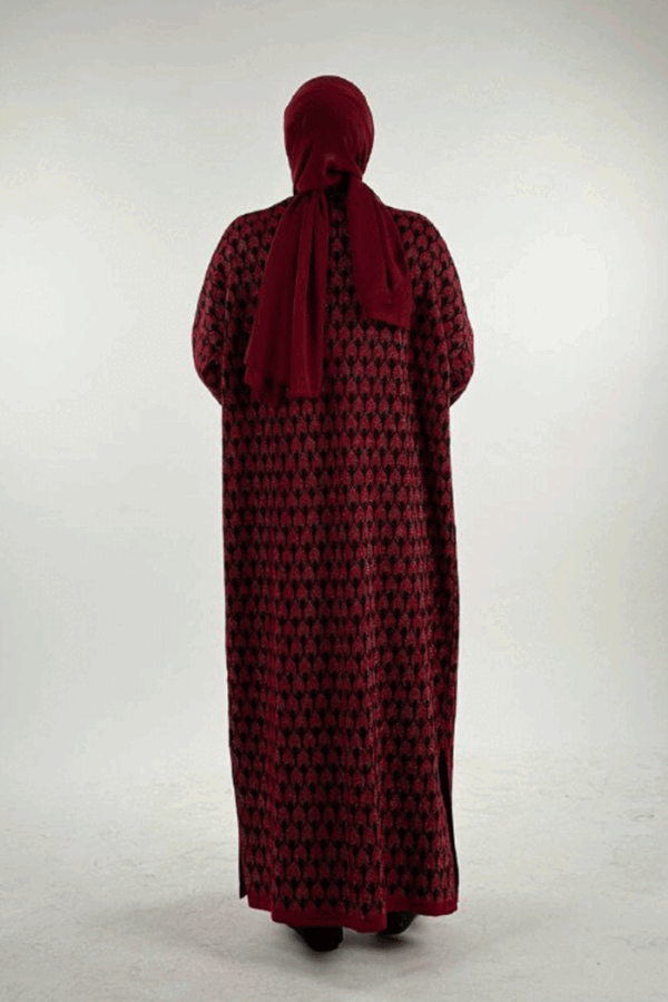 18321 Damla Desen Triko Hırka Bordo - 2