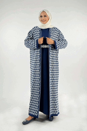 18321 Damla Desen Triko Hırka Lacivert - Bym Fashion