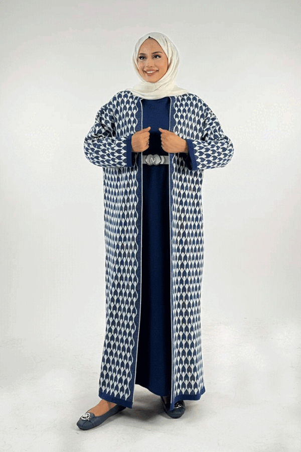 18321 Damla Desen Triko Hırka Lacivert - 1