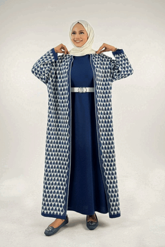 18321 Damla Desen Triko Hırka Lacivert - 3