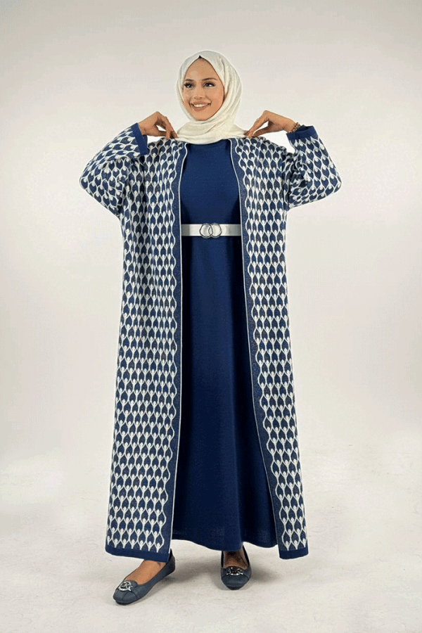 18321 Damla Desen Triko Hırka Lacivert - 3