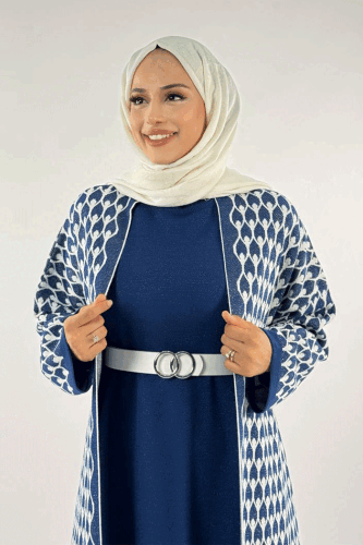 18321 Damla Desen Triko Hırka Lacivert - 4