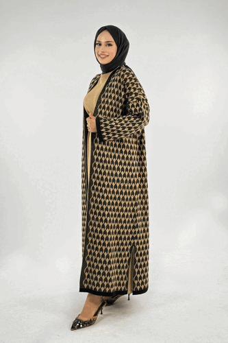 18321 Damla Desen Triko Hırka Siyah - 3