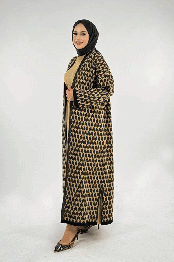 18321 Damla Desen Triko Hırka Siyah - 3