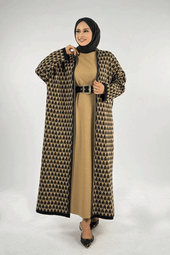 18321 Damla Desen Triko Hırka Siyah 