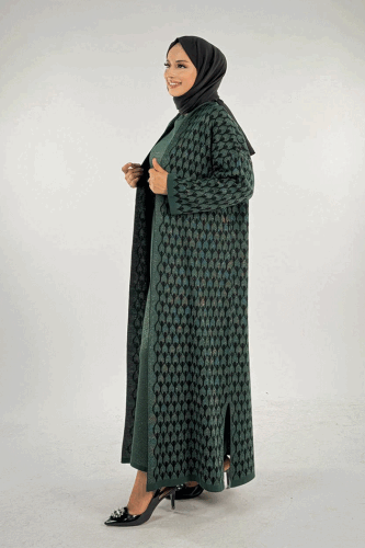 18321 Damla Desen Triko Hırka Zümrüt - 3