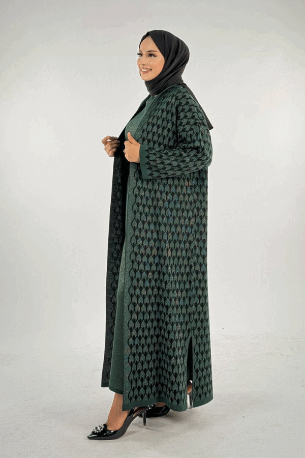 18321 Damla Desen Triko Hırka Zümrüt - 3