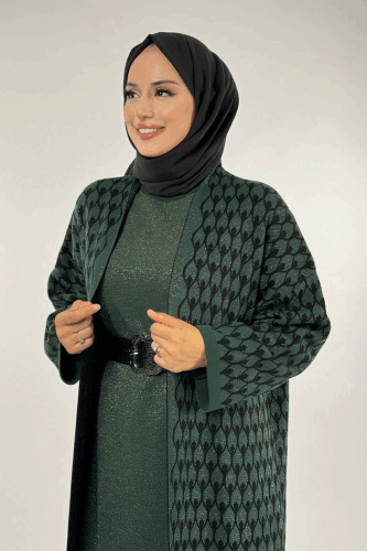 18321 Damla Desen Triko Hırka Zümrüt - 4