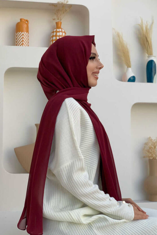 2019 Şifon Şal Bordo - 2