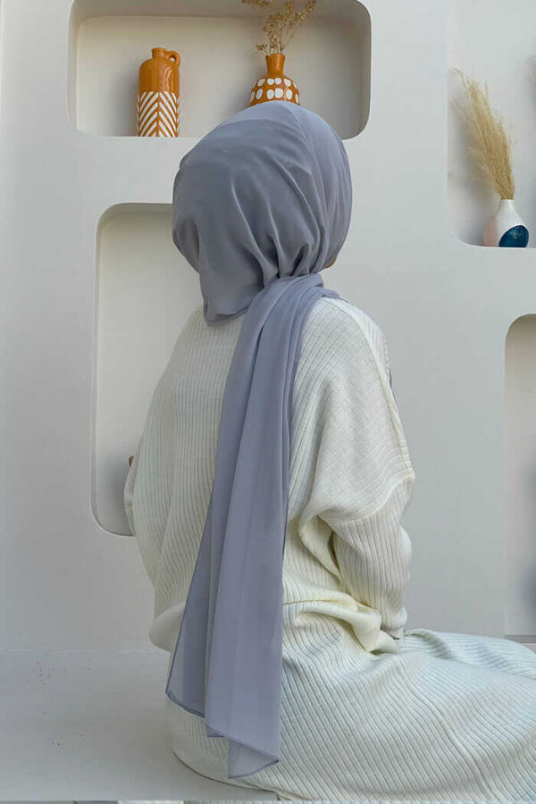 2019 Şifon Şal Gri - 3