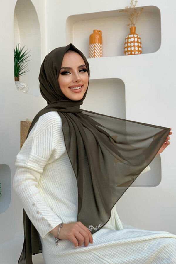 2019 Şifon Şal Haki - 1