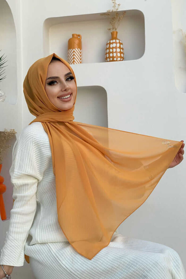 2019 Şifon Şal Hardal - 1