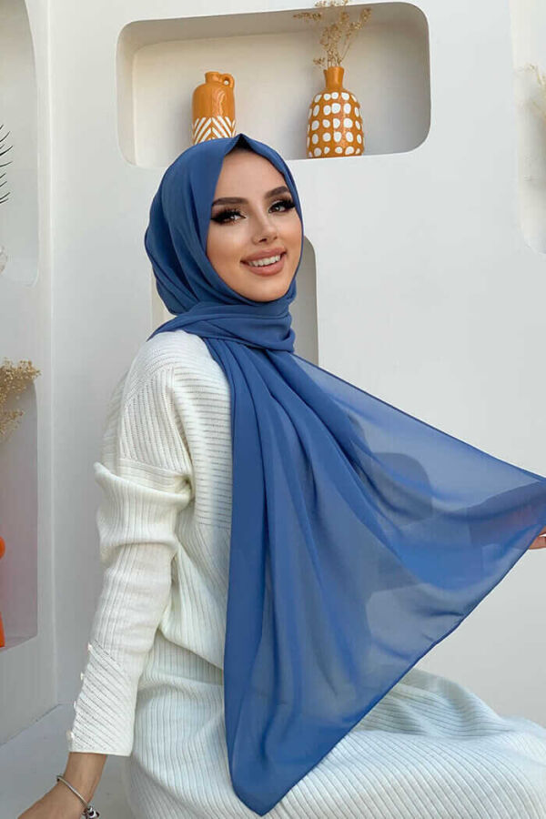 2019 Şifon Şal İndigo - 1