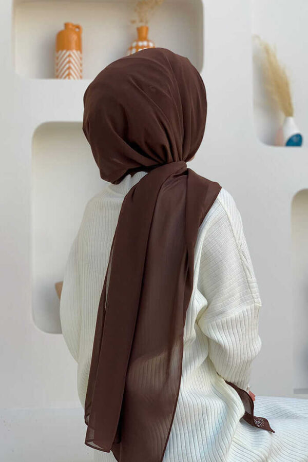 2019 Şifon Şal Kahverengi - 3