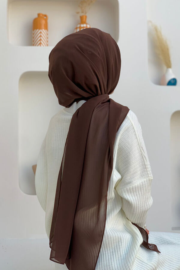 2019 Şifon Şal Kahverengi - 6