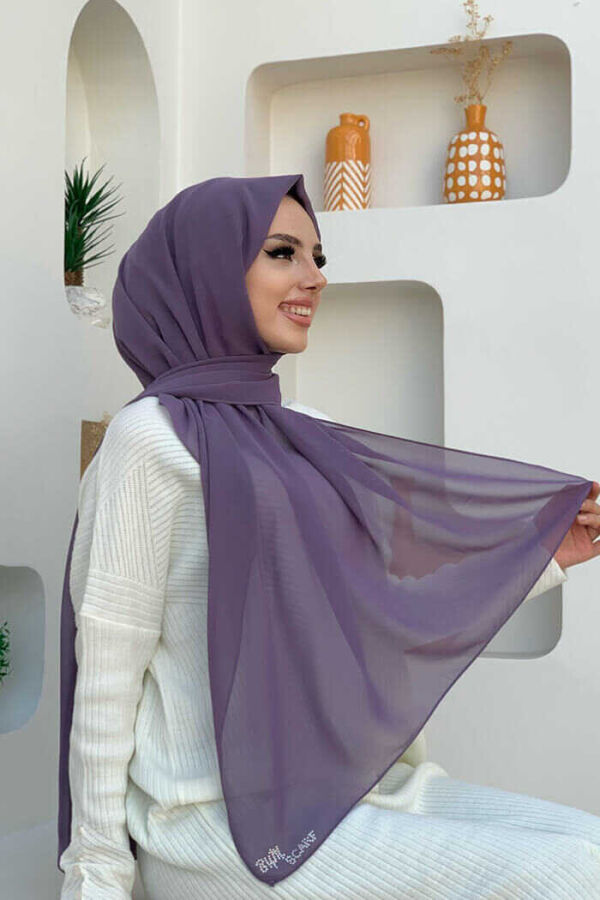 2019 Şifon Şal Lila - 1