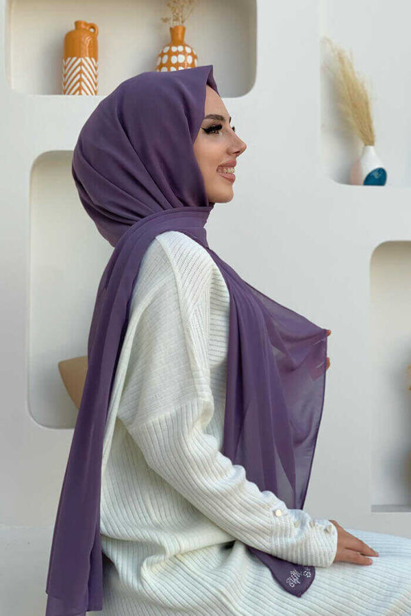 2019 Şifon Şal Lila - 2