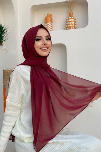 2019 Chiffon Schal Weinrot 
