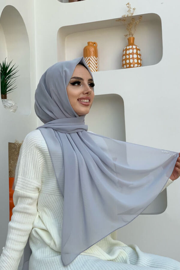 2019 Chiffon Shawl Gray - 2