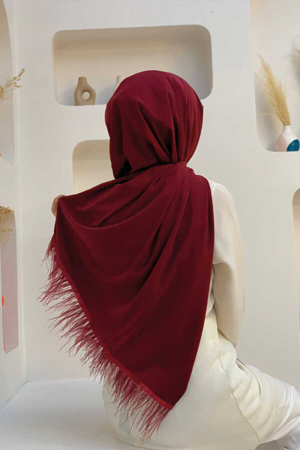 2019 Tüylü Şal Bordo - 3