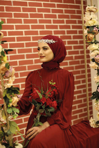 2020 Şifon Şal Bordo - Bym Fashion