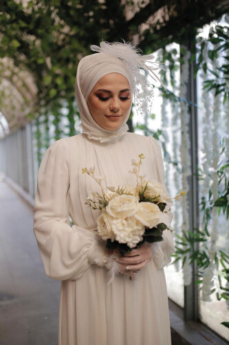 2020 Şifon Şal Ekru - Bym Fashion