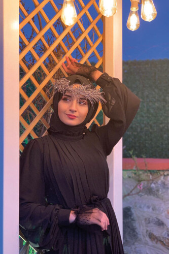 2020 Şifon Şal Siyah 