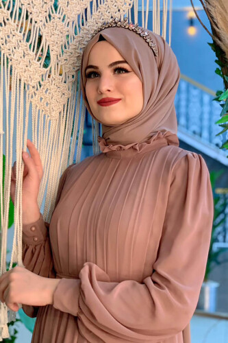 2020 Şifon Şal Vizon - Bym Fashion