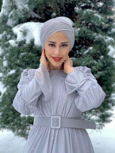 2021 Simli Şal Gri - Bym Fashion