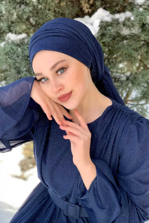 2021 Simli Şal Lacivert - 1