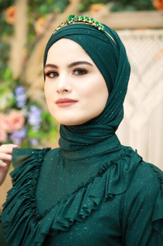 2021 Simli Şal Zümrüt - Bym Fashion